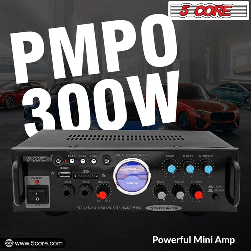 5Core Dual Channel Amplifier Car Audio System 300W Audio Reciver Car
