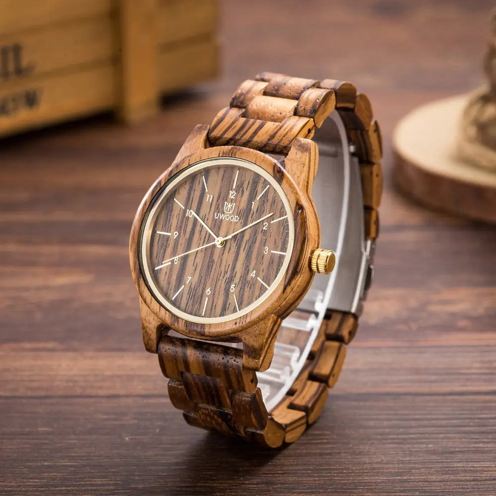 Men's Wooden Quartz Watch in Black Sandalwood