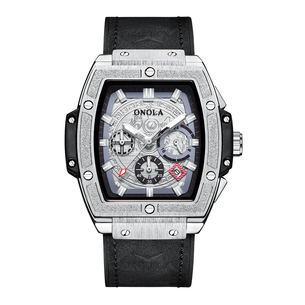 Multifunctional Men's Waterproof Quartz Watch with Leather