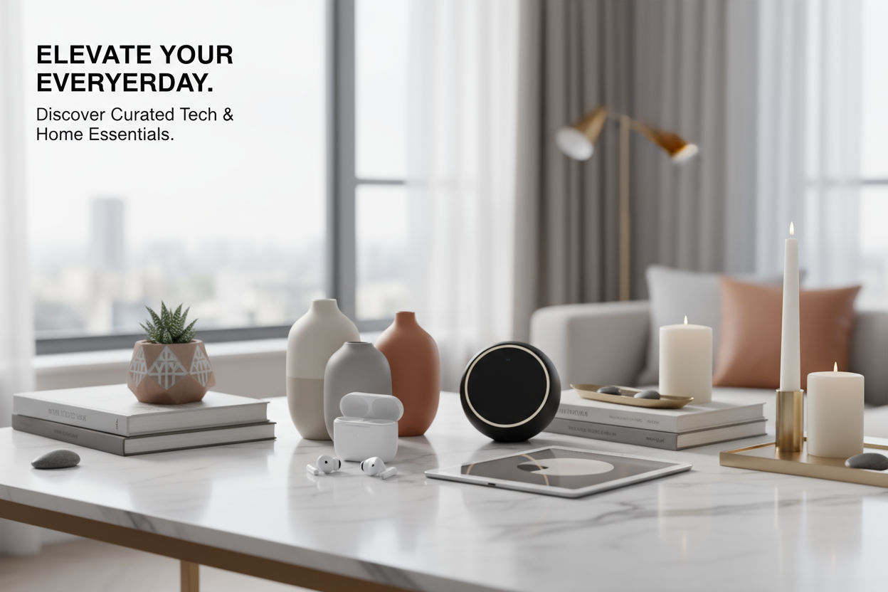 hero image for ecommerce website. Sell: tech, house accessory etc