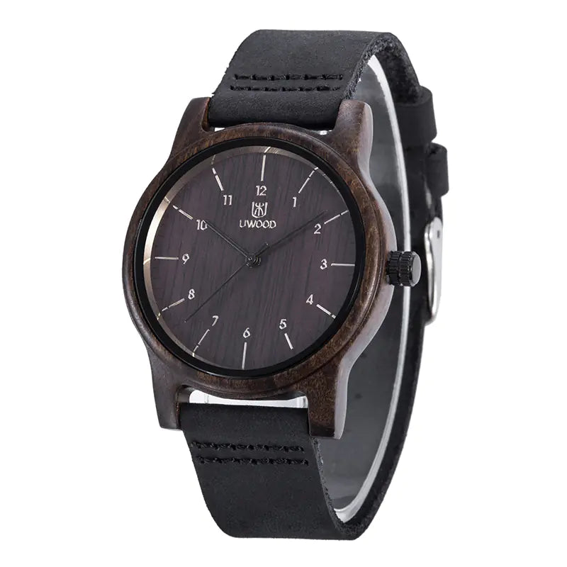 Men's Wooden Quartz Watch in Black Sandalwood
